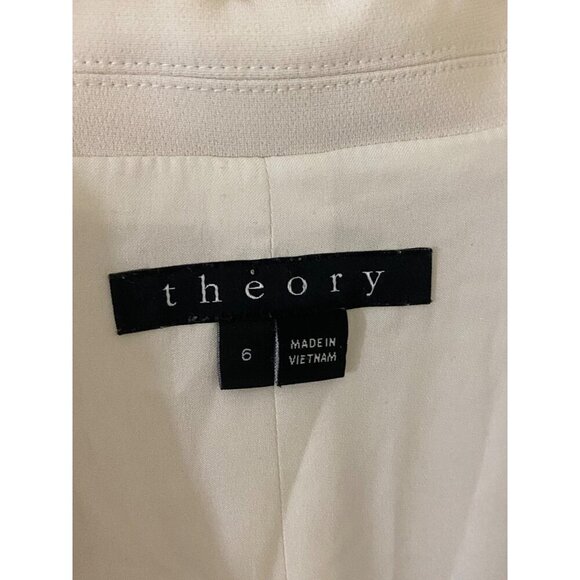 Theory Women's White Back Slit Classic Blazer - 6 - Picture 4 of 16